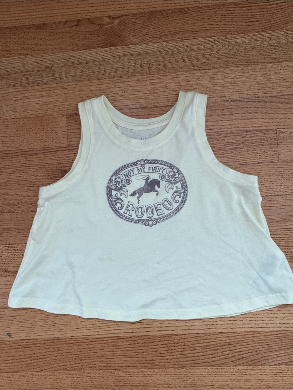 GAP Not My First Rodeo Pale Yellow Cropped Tank Top